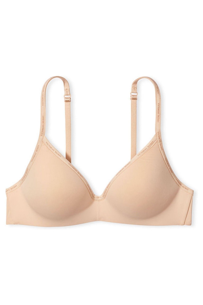 Champagne Nude Victoria's Secret The T-Shirt Smooth Lightly Lined Non Wired T-Shirt Bra | 0589XEPBQ