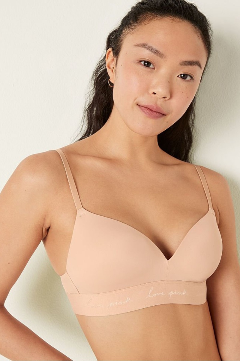 Champagne Nude Victoria's Secret Wear Everywhere Smooth Non Wired Push Up T-Shirt Bra | 3207PEFUY