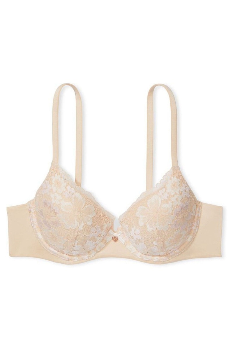 Champagne Xdye Nude Victoria's Secret Body by Victoria Front Fastening Lace Trim Lightly Lined Demi Bra | 9817YPGAR