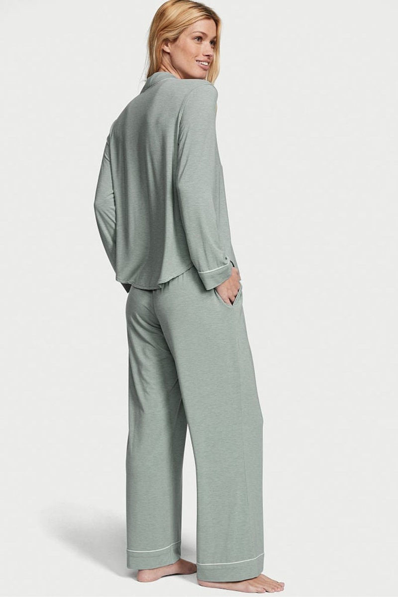 Charcoal Grey Victoria's Secret Modal Long Pyjamas | 9254LADQY