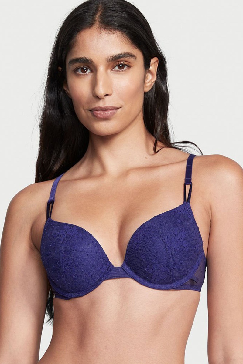 Claret Red Victoria\'s Secret Sexy Tee Lace Push Up Bra | 3514OXBTG