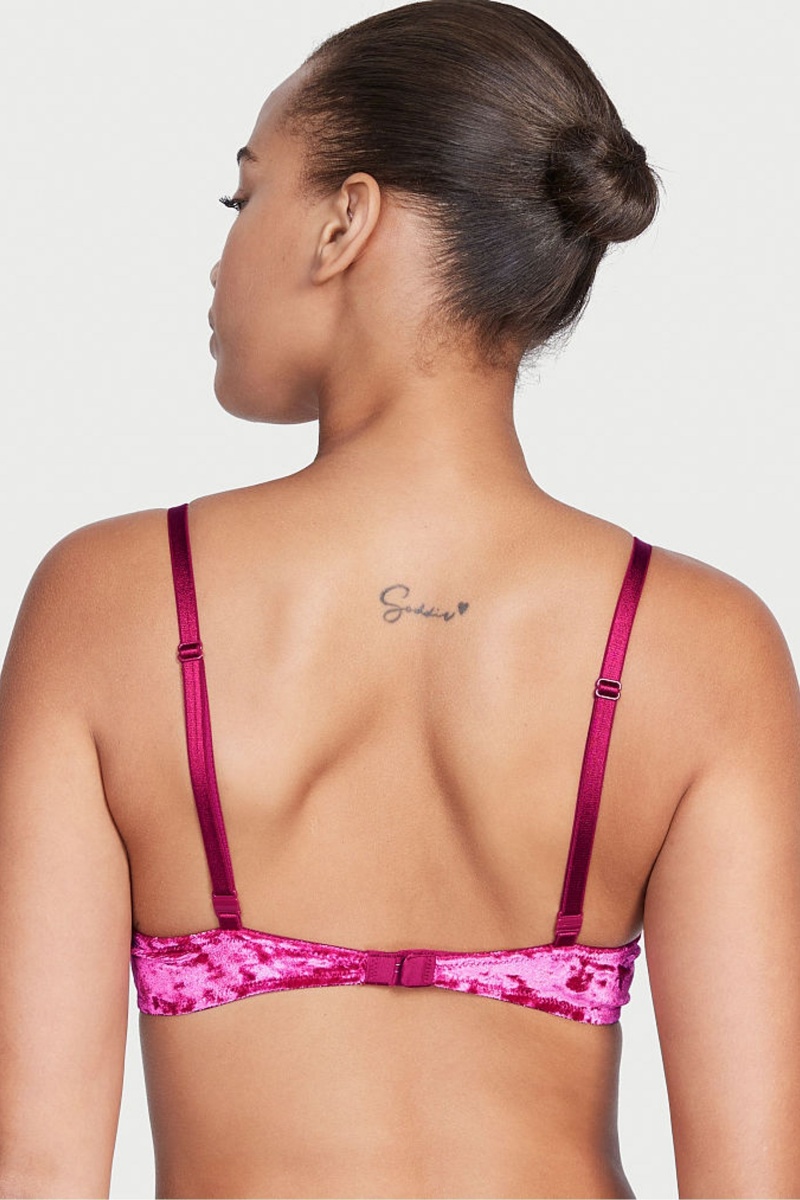 Claret Red Victoria's Secret Sexy Tee Lace Push Up Bra | 6842ZCRLM