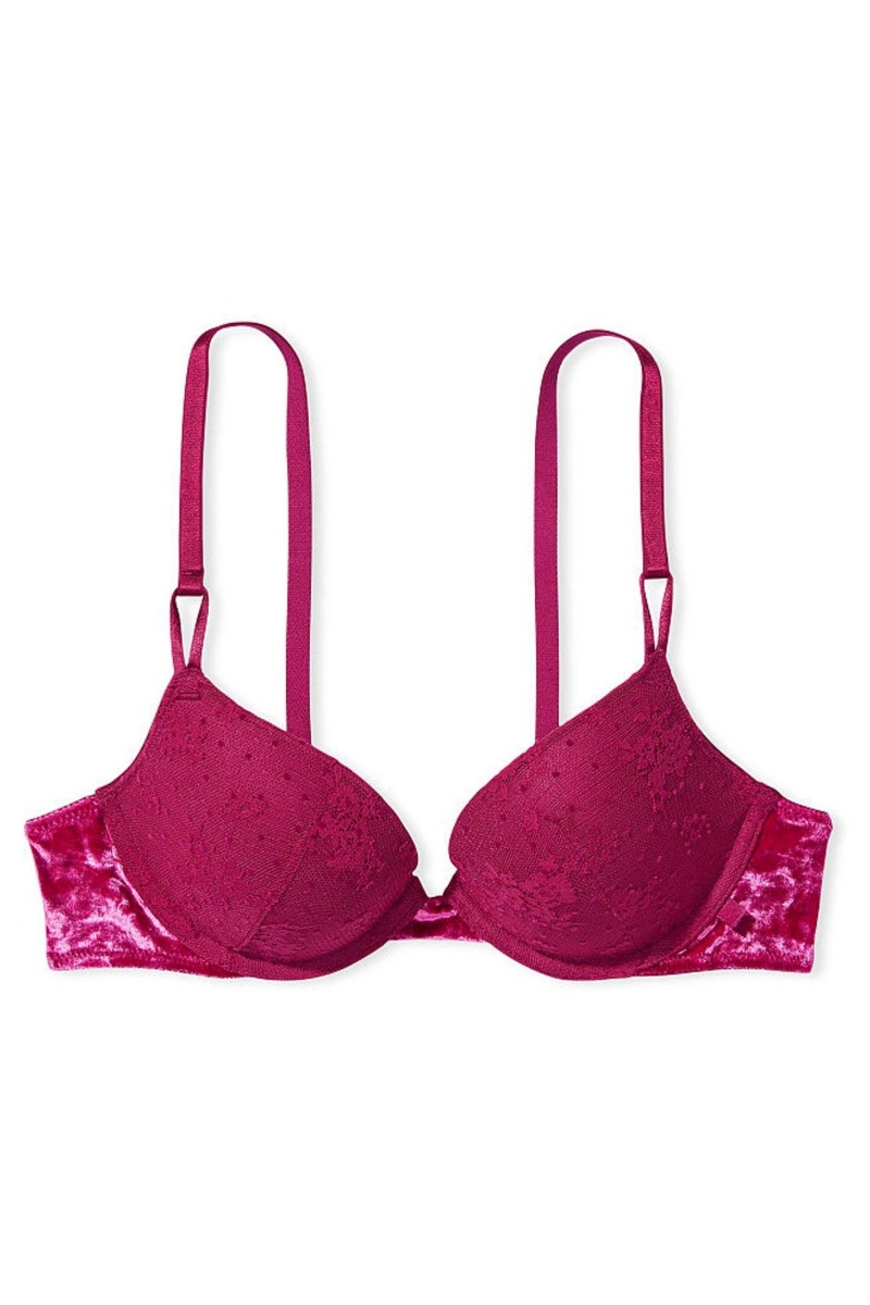 Claret Red Victoria's Secret Sexy Tee Lace Push Up Bra | 6842ZCRLM