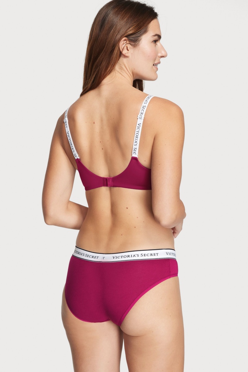 Claret Red Victoria's Secret Stretch Cotton Logo Knickers | 0752VRBZP