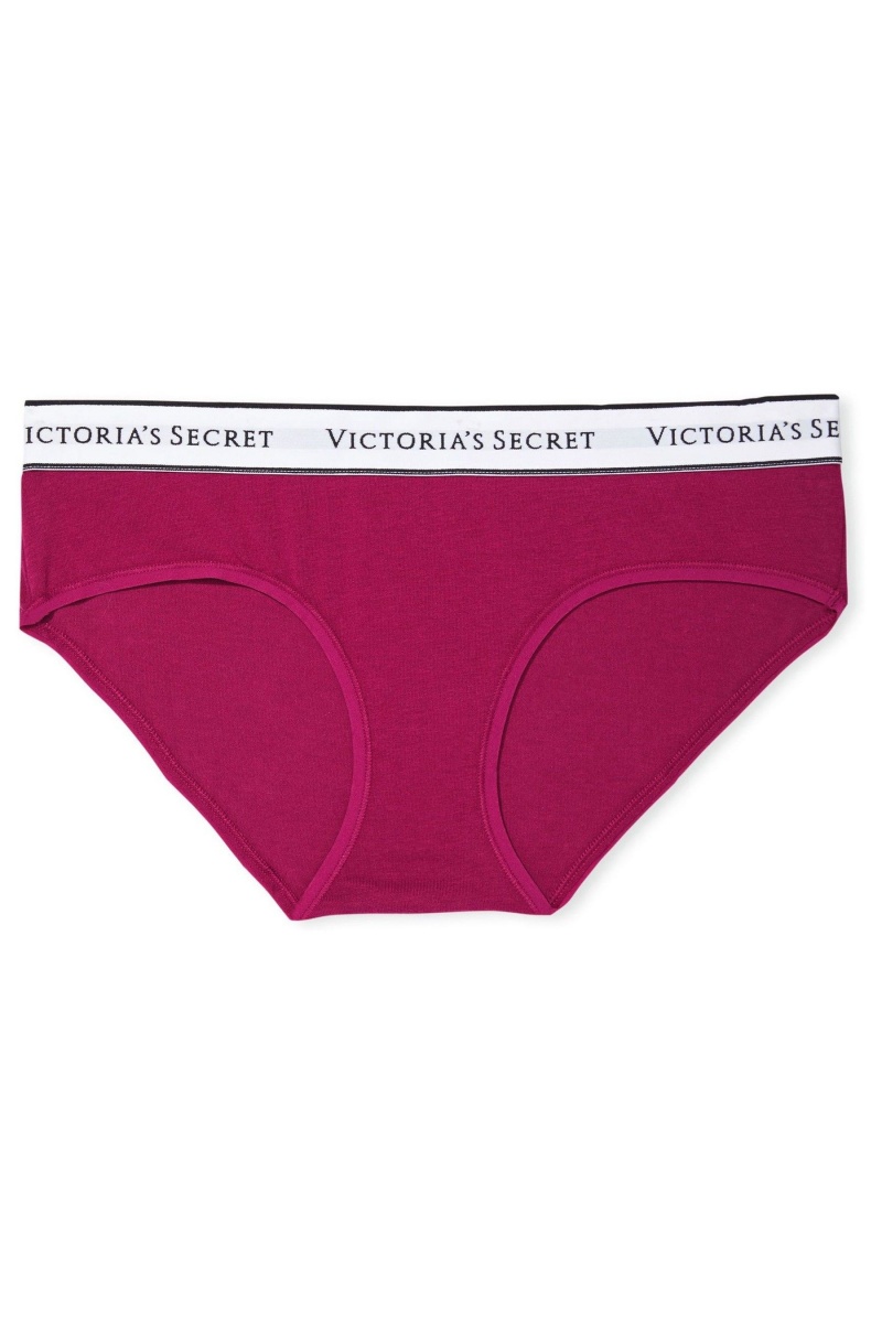 Claret Red Victoria's Secret Stretch Cotton Logo Knickers | 0752VRBZP