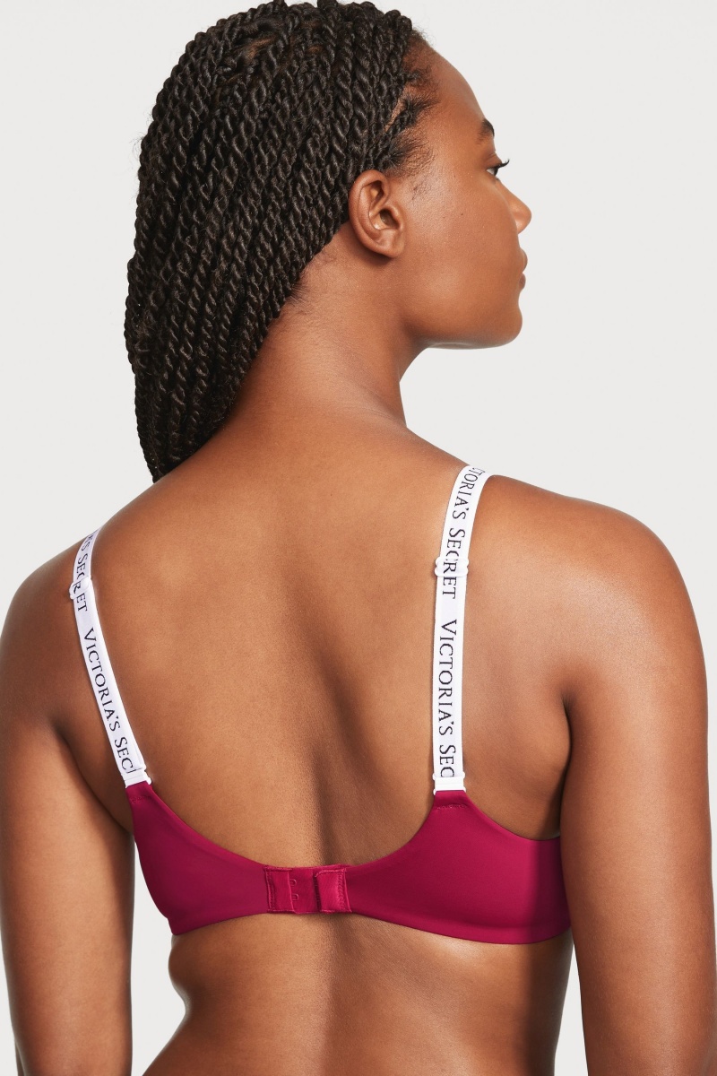 Claret Red Victoria's Secret The T-Shirt Full Coverage Push Up Logo Bra | 3752ZEOXG