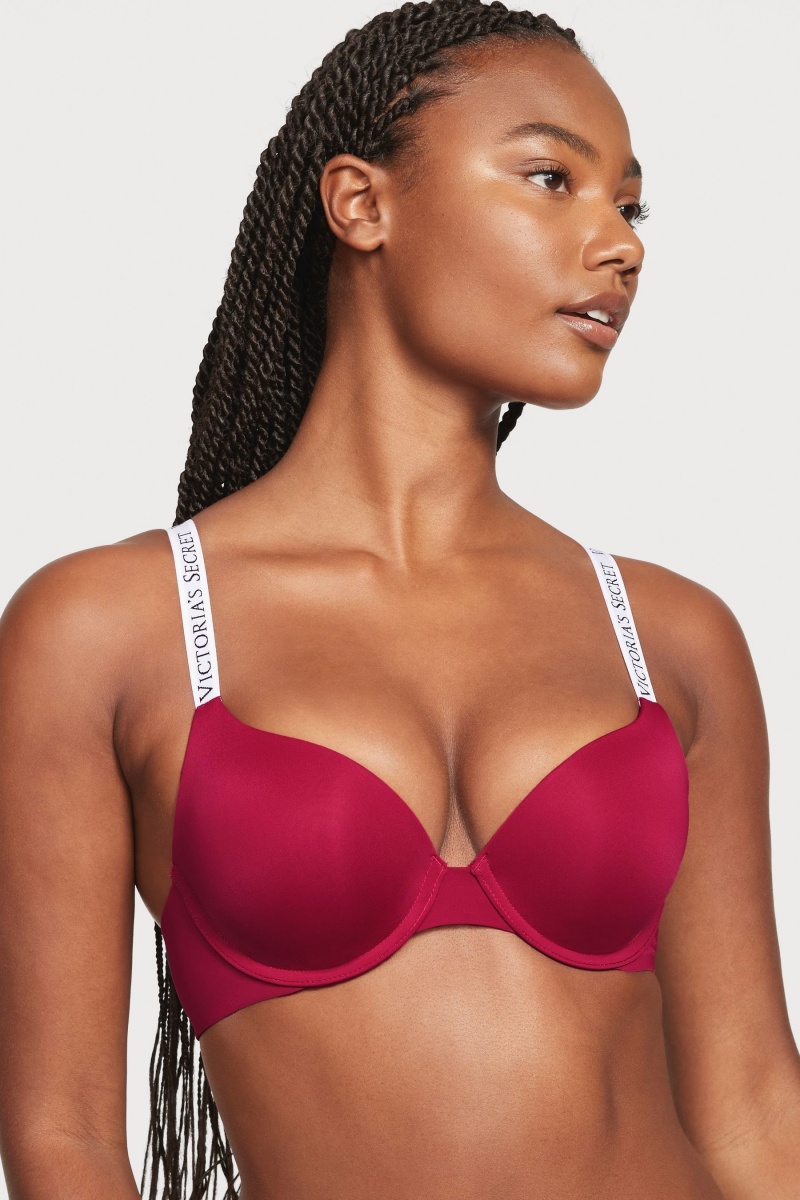 Claret Red Victoria\'s Secret The T-Shirt Full Coverage Push Up Logo Bra | 3752ZEOXG