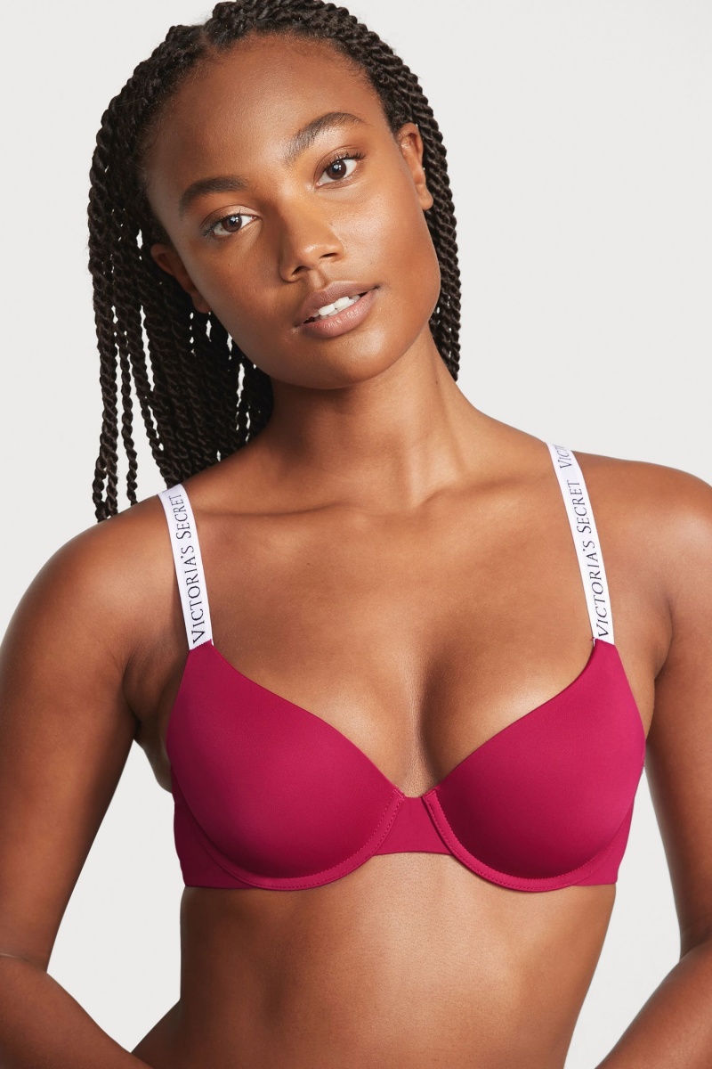 Claret Red Victoria's Secret The T-Shirt Lightly Lined Demi Logo Bra | 5196BYIGZ