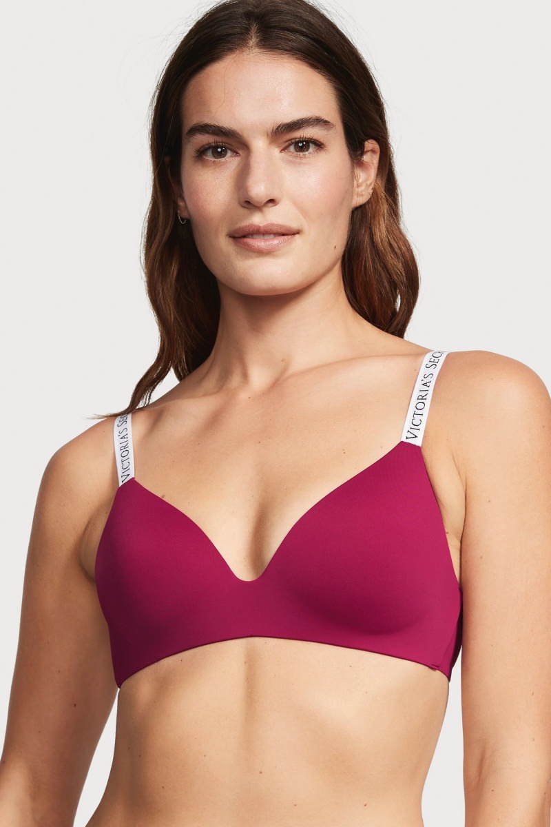 Claret Red Victoria's Secret The T-Shirt Non Wired Logo T-Shirt Bra | 2469LDOJX