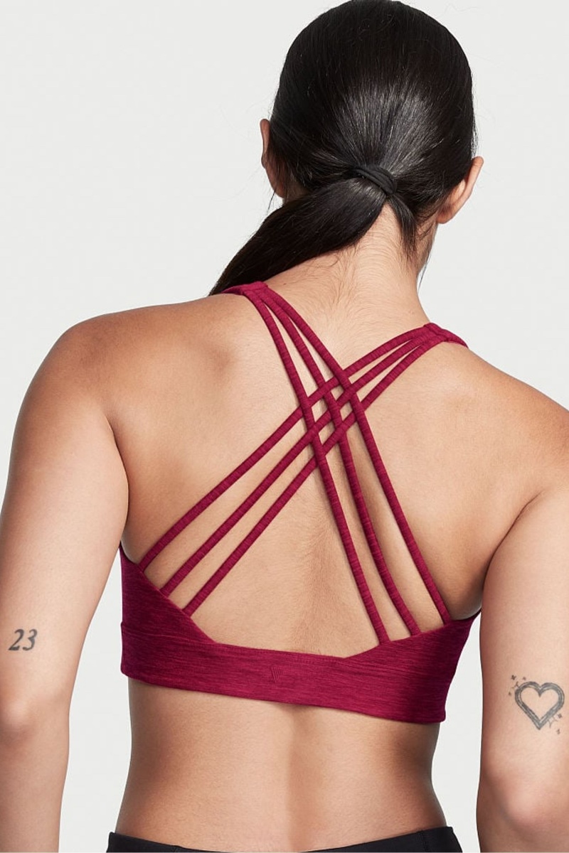 Claret Red Victoria's Secret Victorias Secret Strappy Low Impact Sports Bra | 3809ZXWKU