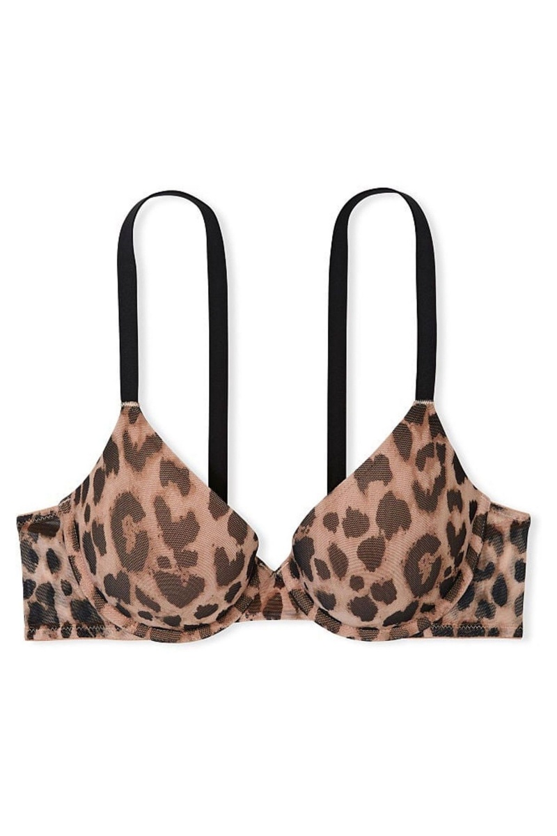 Classic Leopard Brown Victoria's Secret Sexy Illusions by Victorias Secret Angelight Mesh PushUp Bra | 6432UNPJX