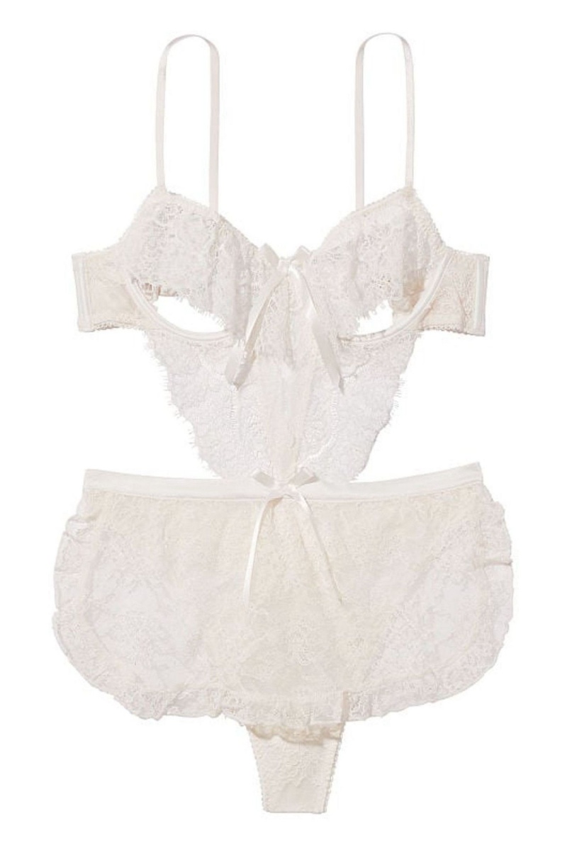 Coconut White Victoria's Secret Cutout Bodysuit | 0528NLDPZ