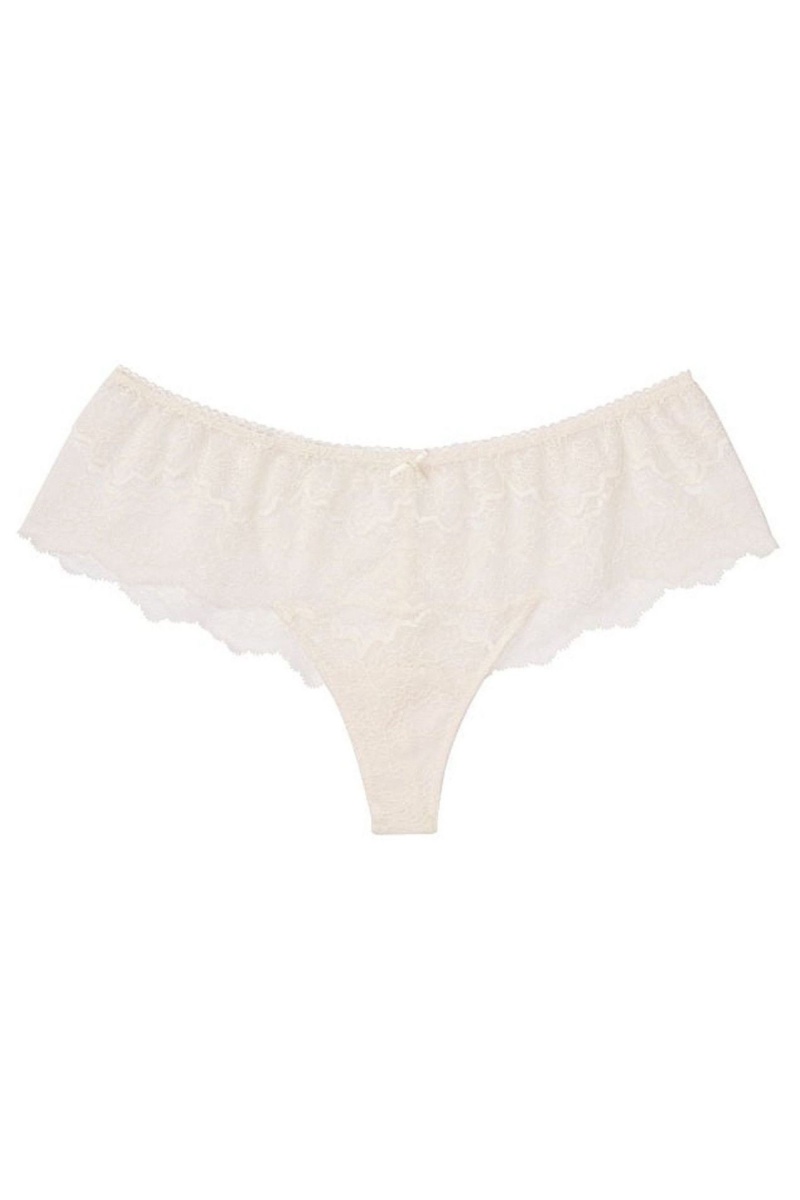 Coconut White Victoria's Secret Dream Angels Lace Hipster Thong Knickers | 8341EOTBM