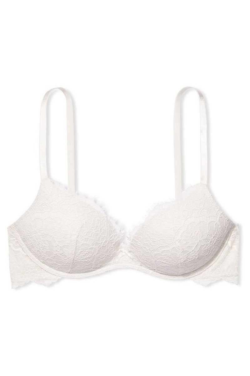 Coconut White Victoria\'s Secret Dream Angels Lace Lightly Lined Non Wired Bra | 6789KFVAZ