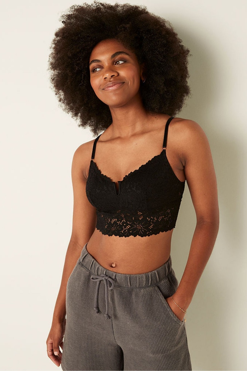 Coconut White Victoria\'s Secret Lace Longline Bralette | 2654ZOJLY