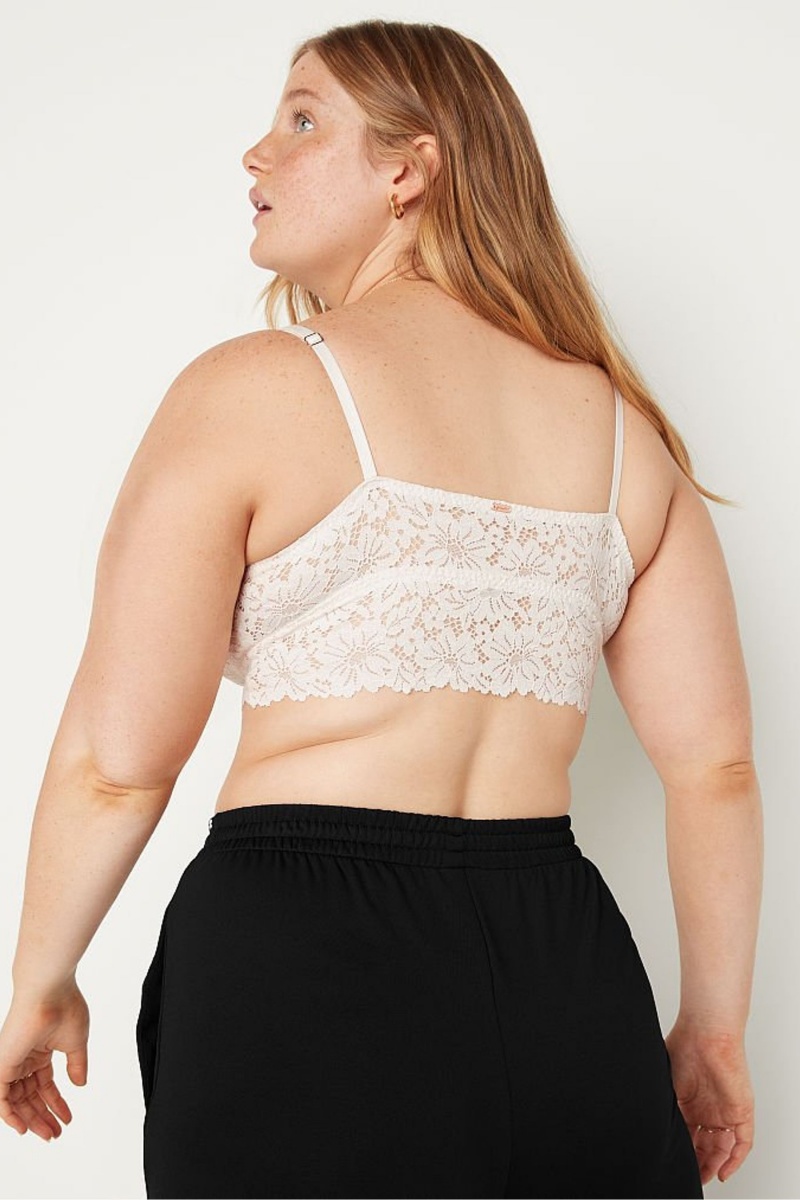 Coconut White Victoria's Secret Lace Longline Bralette | 9047NDVAT