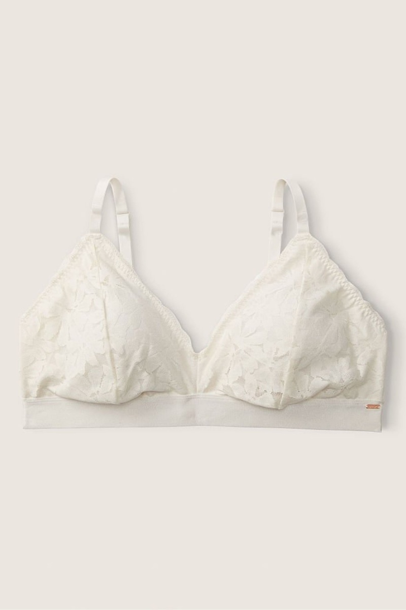 Coconut White Victoria's Secret Lace Unlined Triangle Bralette | 5469BJEDN