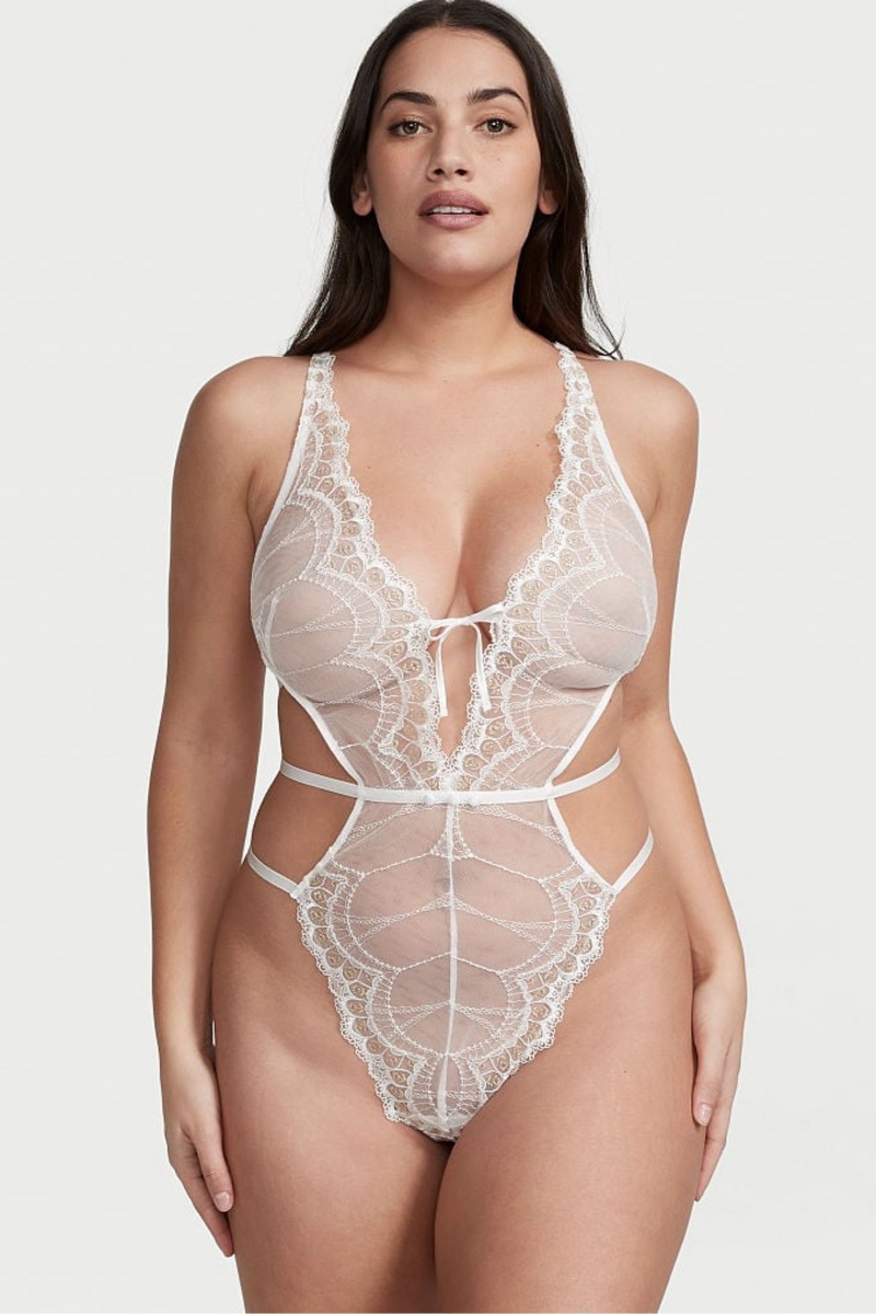 Coconut White Victoria\'s Secret Strappy Back Lace Body | 7249YAXZV