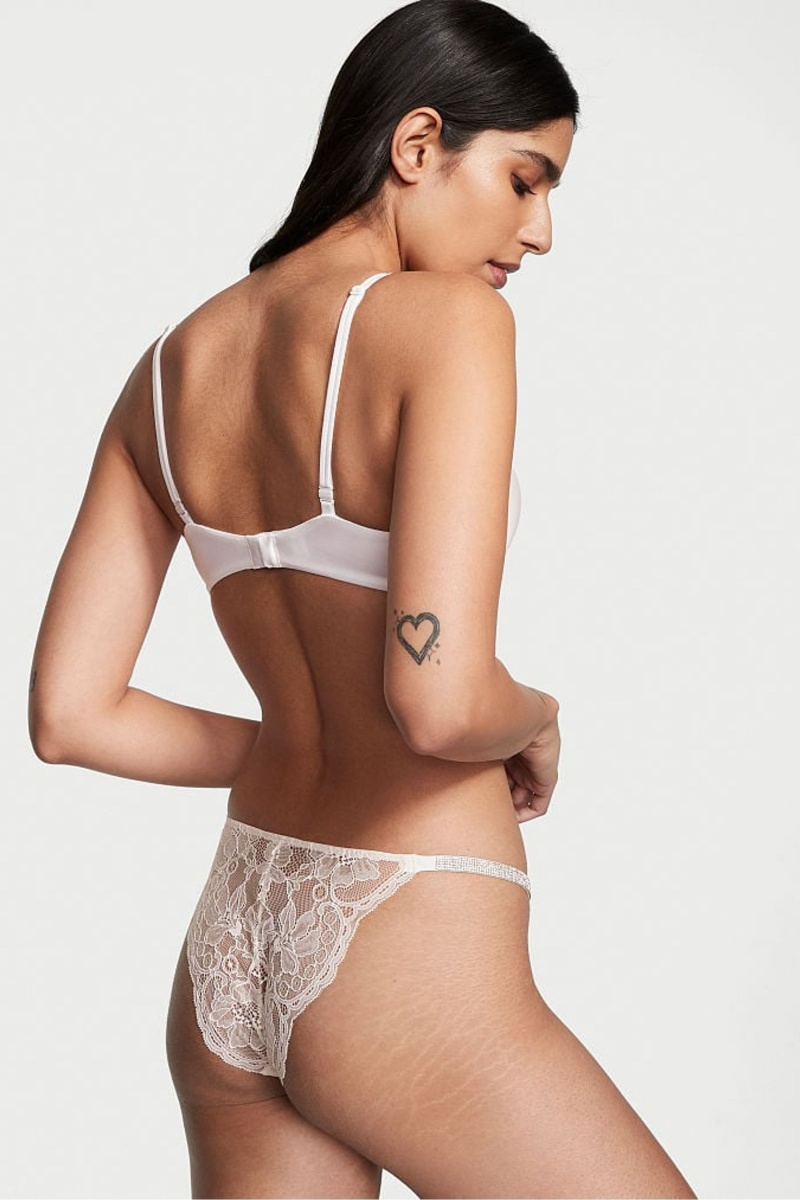 Coconut White Victoria's Secret Very Sexy Shine Strap Brazilian Knickers | 8297GNEIH