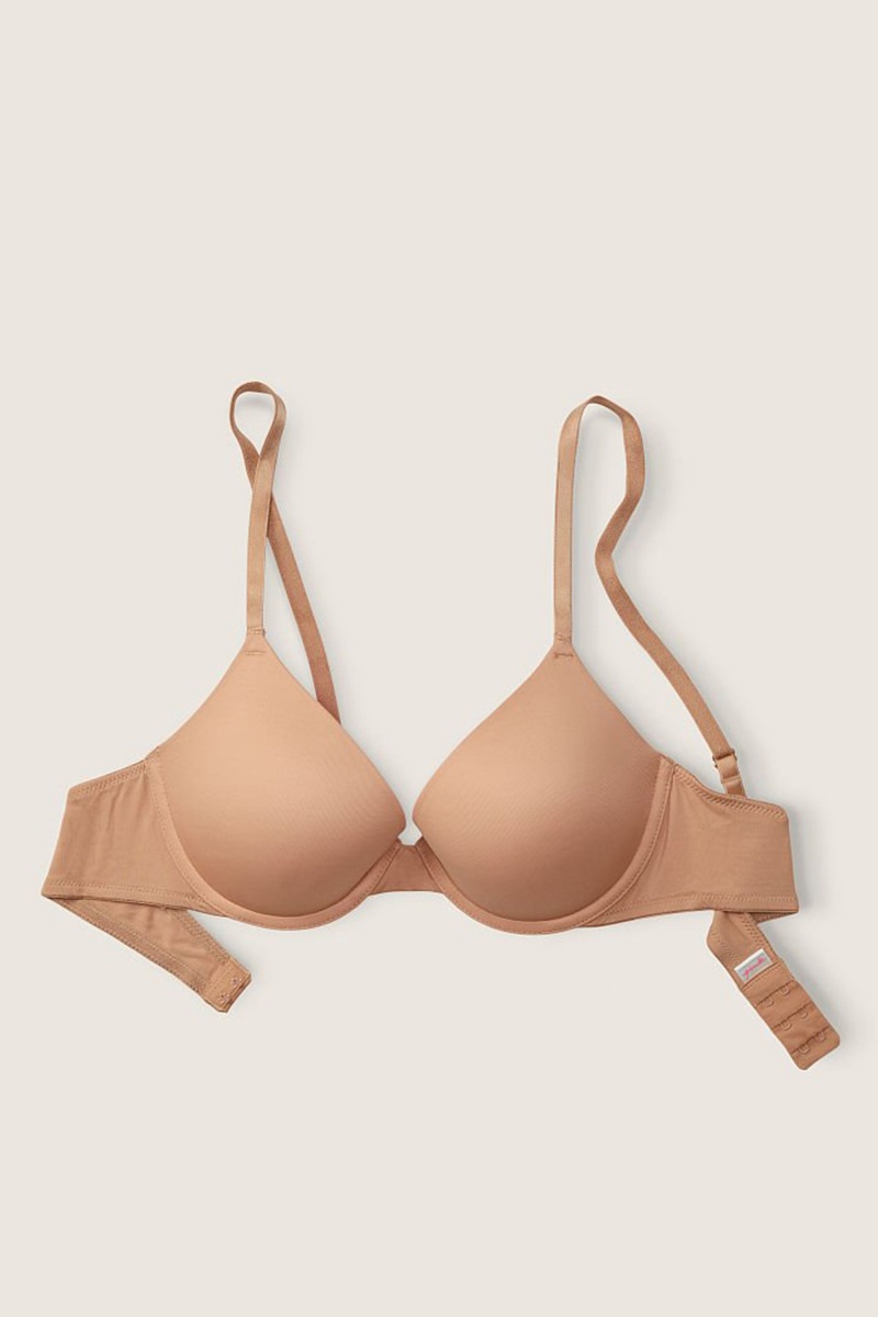 Coffee Brown Nude Victoria's Secret Wear Everywhere Smooth Push Up T-Shirt Bra | 2306NWLIK