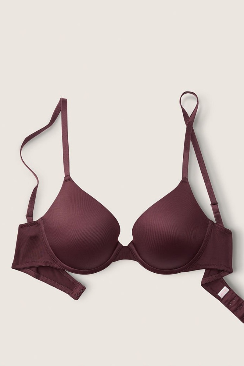 Coffee Brown Nude Victoria's Secret Wear Everywhere Smooth Push Up T-Shirt Bra | 4359HBQPE