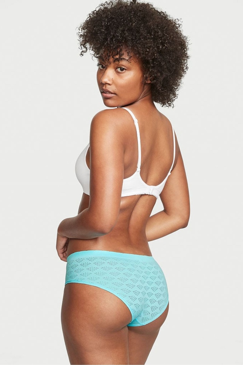 Cool Aqua Blue Victoria's Secret Seamless Hipster Knickers | 5149ZWFNV