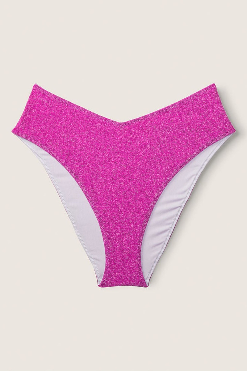 Dahlia Magenta Pink Victoria's Secret Shimmer High Waist Cheeky Bikini Bottom | 5160GLFCH