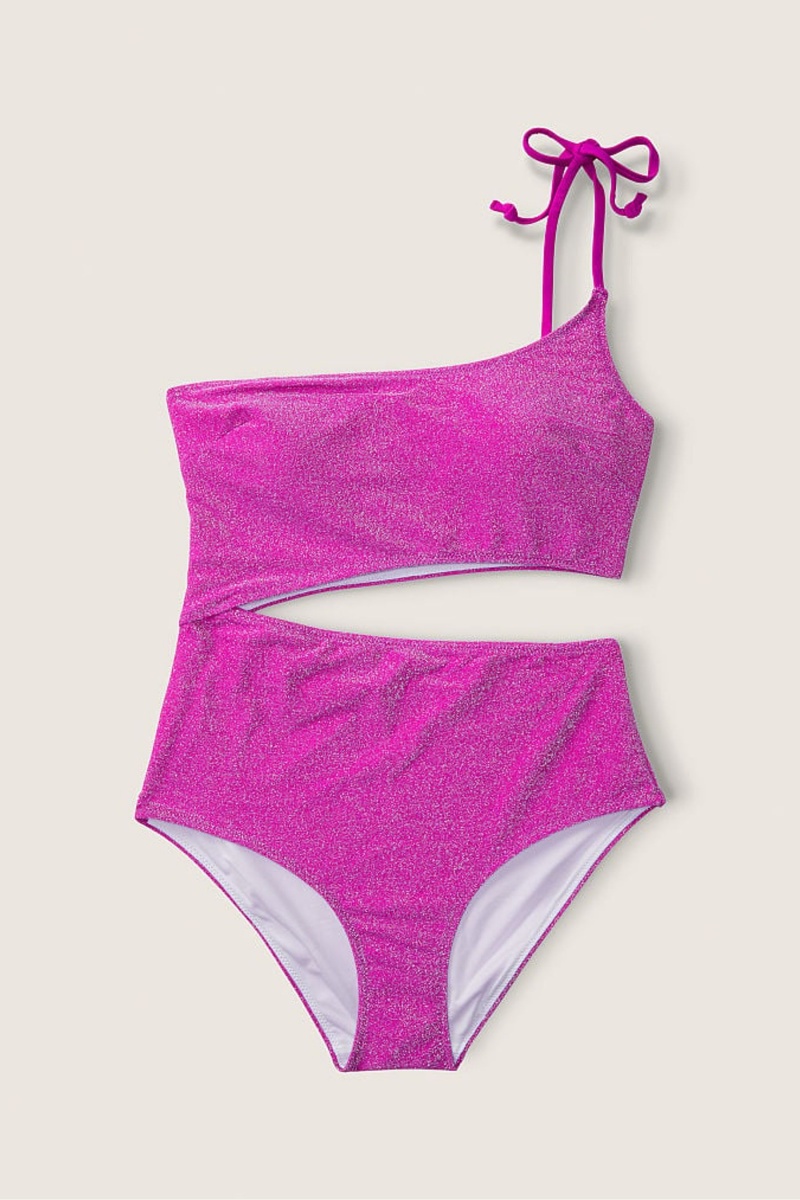 Dahlia Magenta Pink Victoria's Secret Shimmer One Shoulder Swimsuit | 3486NJUBW