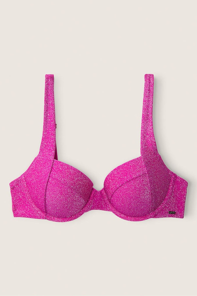 Dahlia Magenta Purple Victoria's Secret Shimmer Push Up Bikini Top | 1350VLZSJ