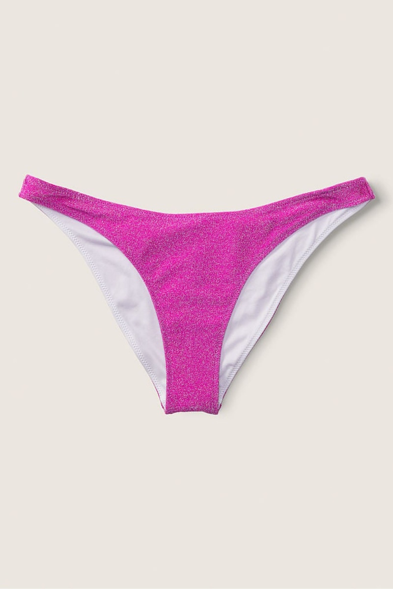 Dahlia Magenta Victoria's Secret Shimmer High Waist Cheeky Bikini Bottom | 5983QYOVT