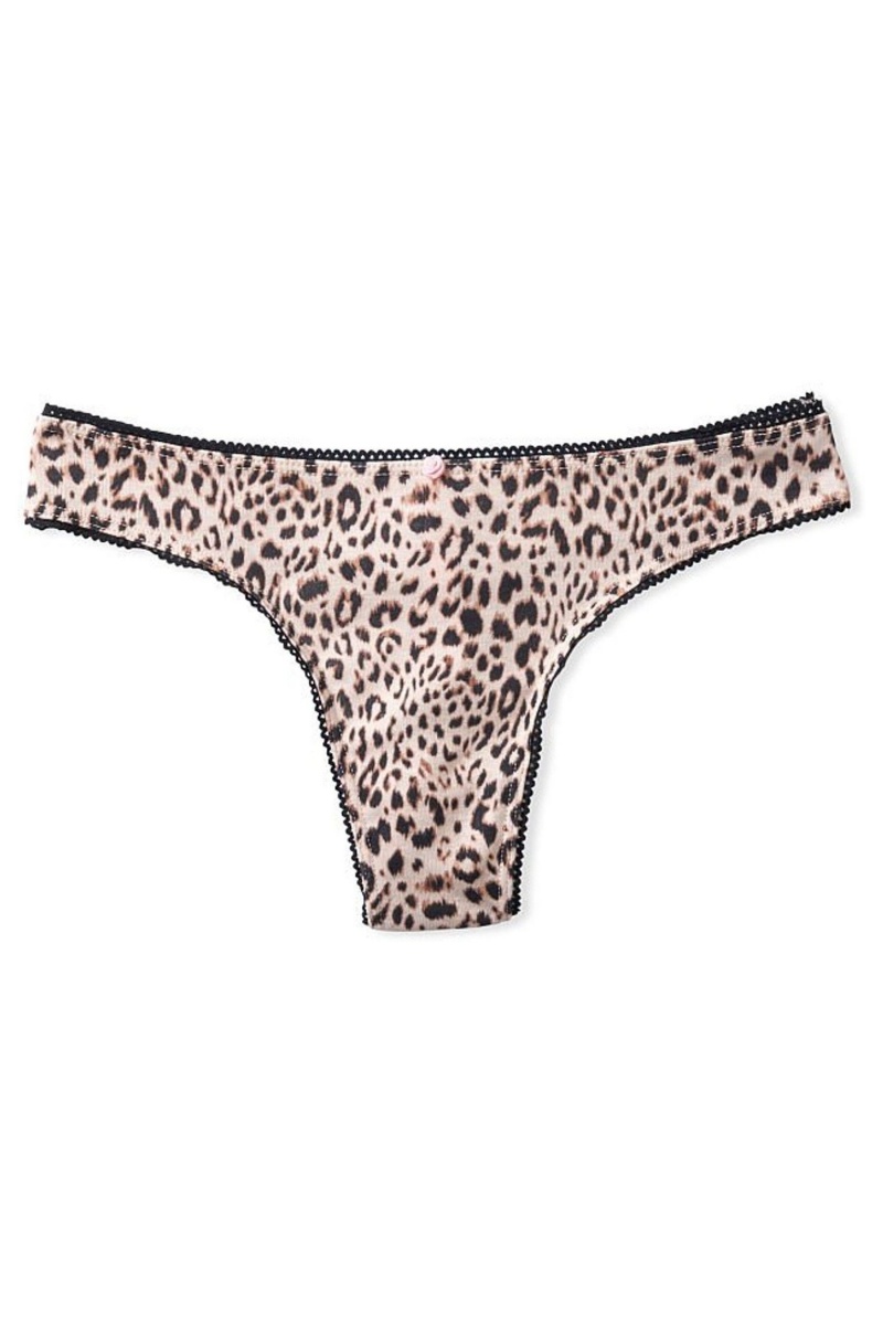 Dahlia Pink Victoria's Secret Stretch Cotton Cotton Thong Knickers | 0952TRAQB