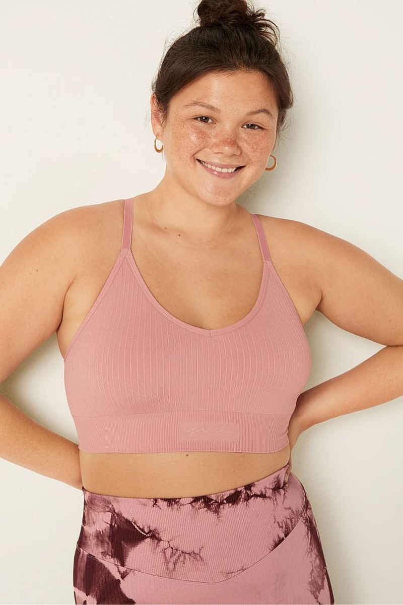 Damsel Pink Victoria's Secret Seamless Lightly Lined Low Impact Sports Bra | 0684XWPVU