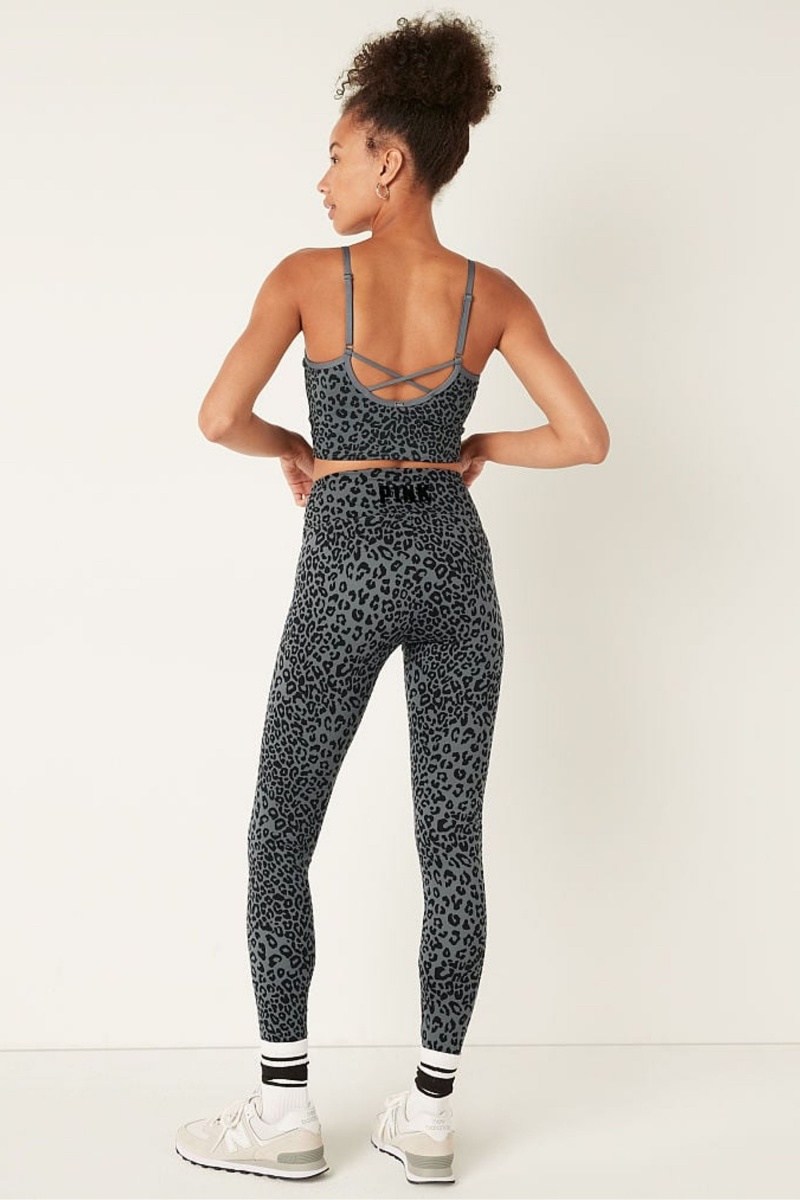 Dark Steel Grey Leopard Victoria's Secret Soft Ultimate High Waist Ruched V Legging | 5317DGVKA