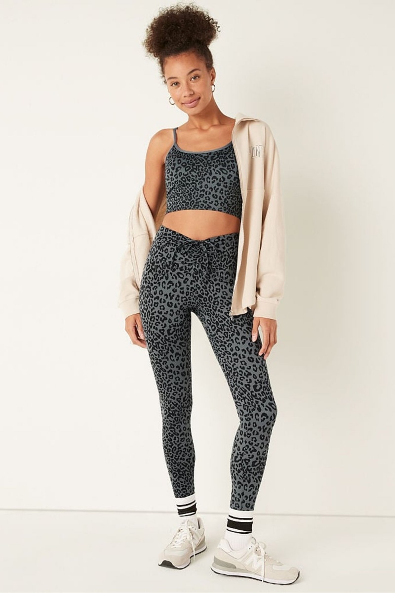 Dark Steel Grey Leopard Victoria's Secret Soft Ultimate High Waist Ruched V Legging | 5317DGVKA