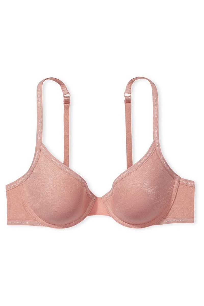 Demure Pink Victoria's Secret The T-Shirt Lightly Lined Logo Strap Full Cup Bra | 9361NVPOQ