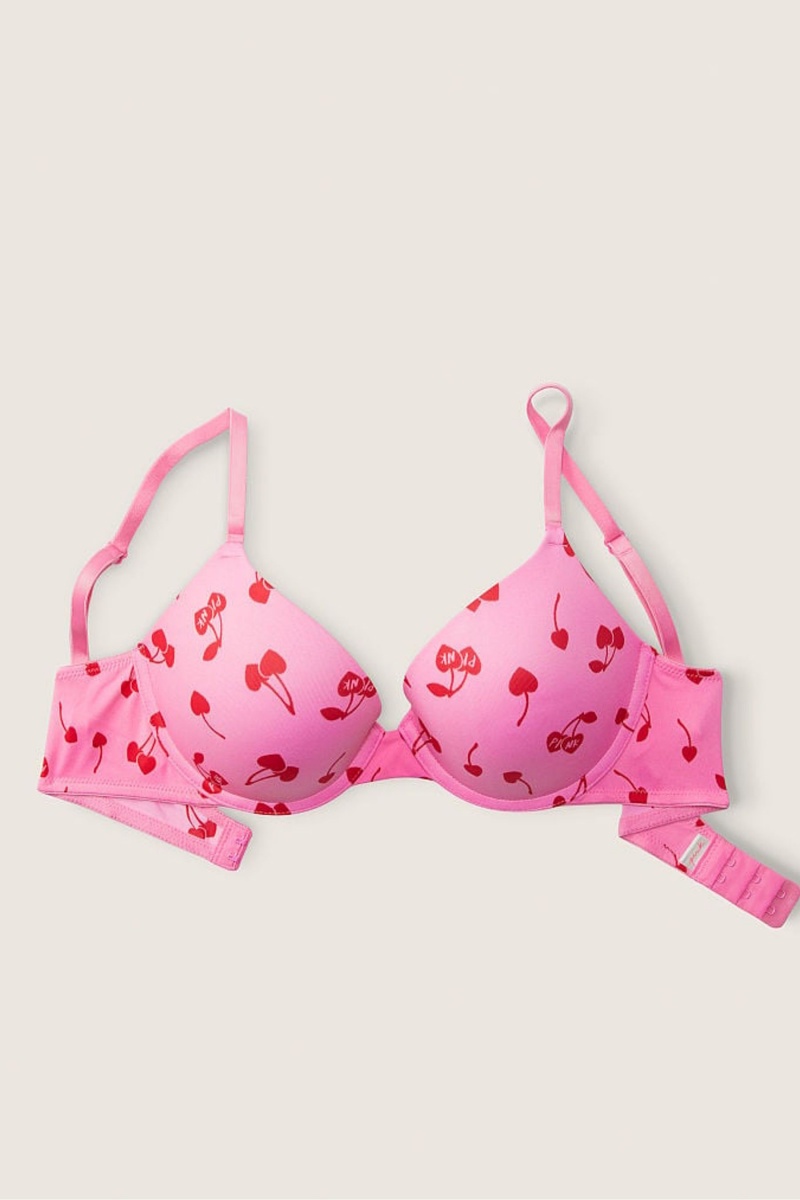 Dreamy Pink Cherry V-Day Pink Victoria's Secret Wear Everywhere Wear Everywhere Smooth Push Up T-Shirt Bra | 1389GPDLO