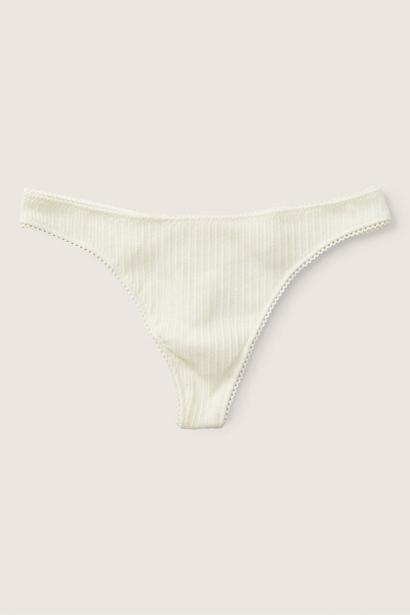 Dreamy Pink Pointelle Victoria\'s Secret Stretch Cotton Cotton Thong Knickers | 2695QELKS