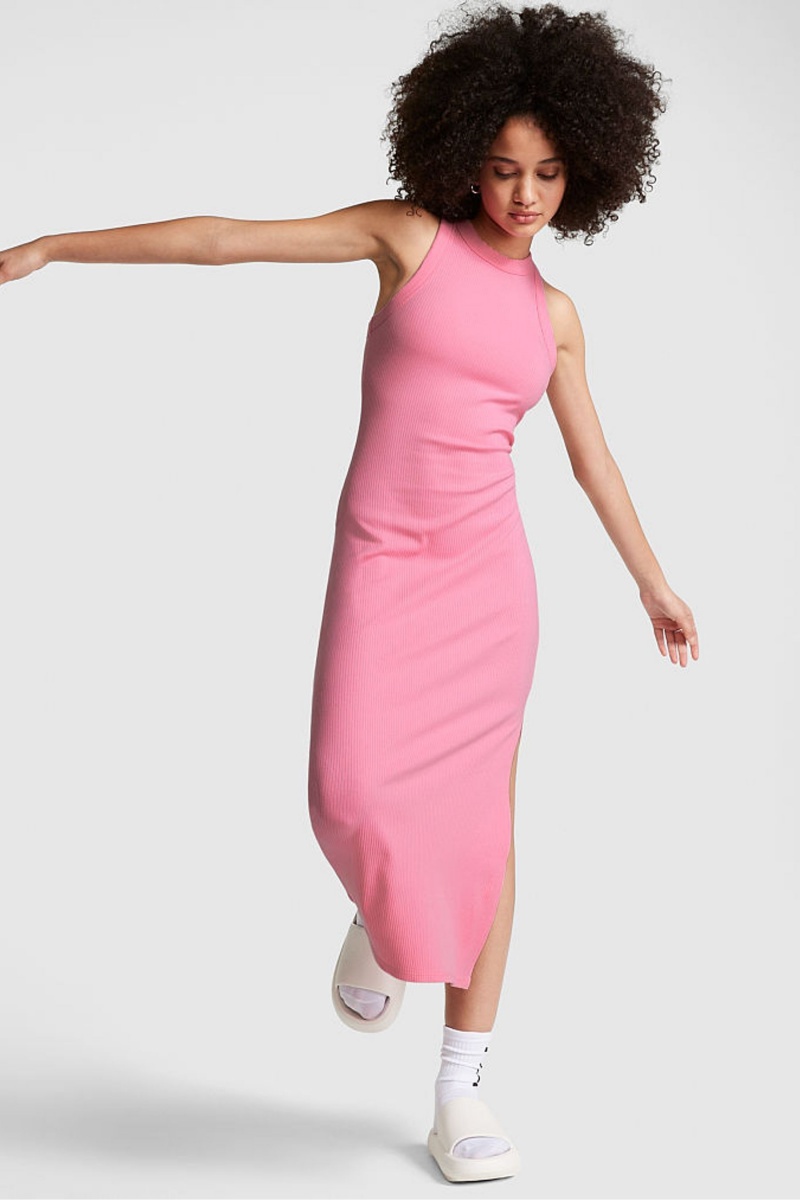 Dreamy Pink Victoria\'s Secret Ribbed Midi Dress | 7684MEDHB