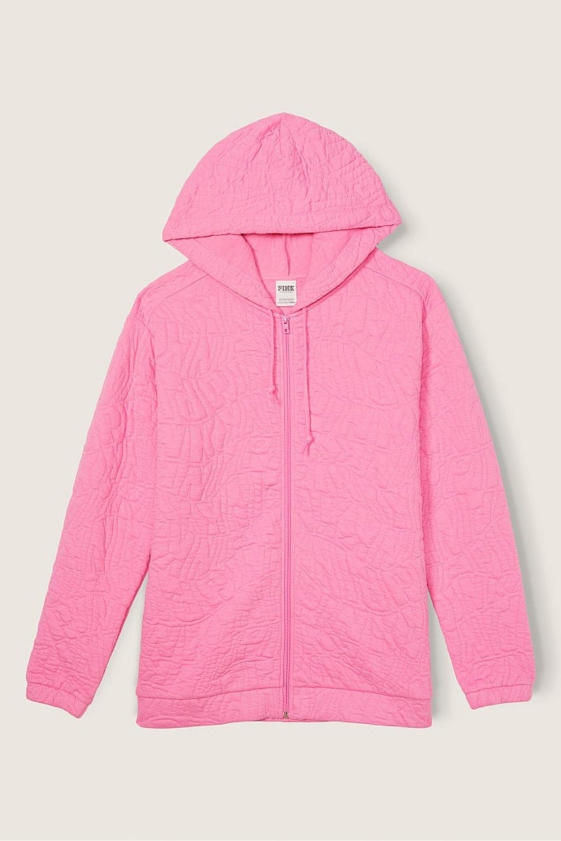 Dreamy Pink Victoria\'s Secret Zip Up Long Sleeve Hoodie | 0274ZWDNK