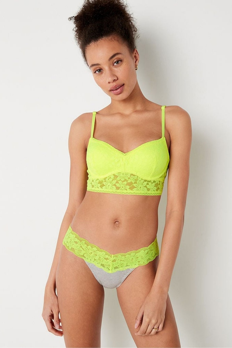 Electro Yellow Victoria\'s Secret Wear Everywhere Lace Wired Push Up Bralette | 1042LTQAY