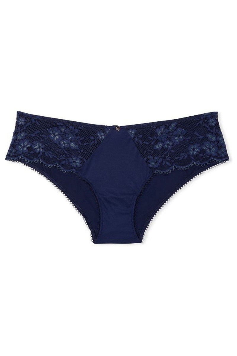 Ensign Navy Blue Victoria's Secret Love Cloud Lace Trim Hipster Knickers | 0549LMCAI