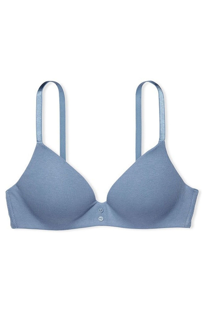 Faded Denim Blue Victoria's Secret The T-Shirt Smooth Lightly Lined Non Wired T-Shirt Bra | 4916HKJUT