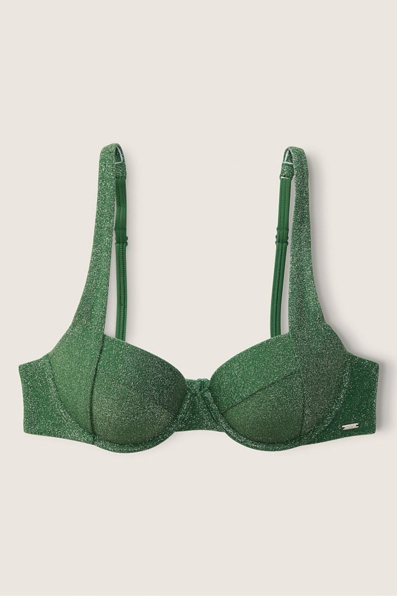 Forest Pine Green Victoria's Secret Shimmer Push Up Bikini Top | 1752MUKSC