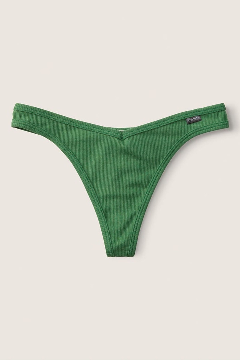 Forest Pine Green Victoria\'s Secret Stretch Cotton Cotton Thong Knickers | 7824YCGQA