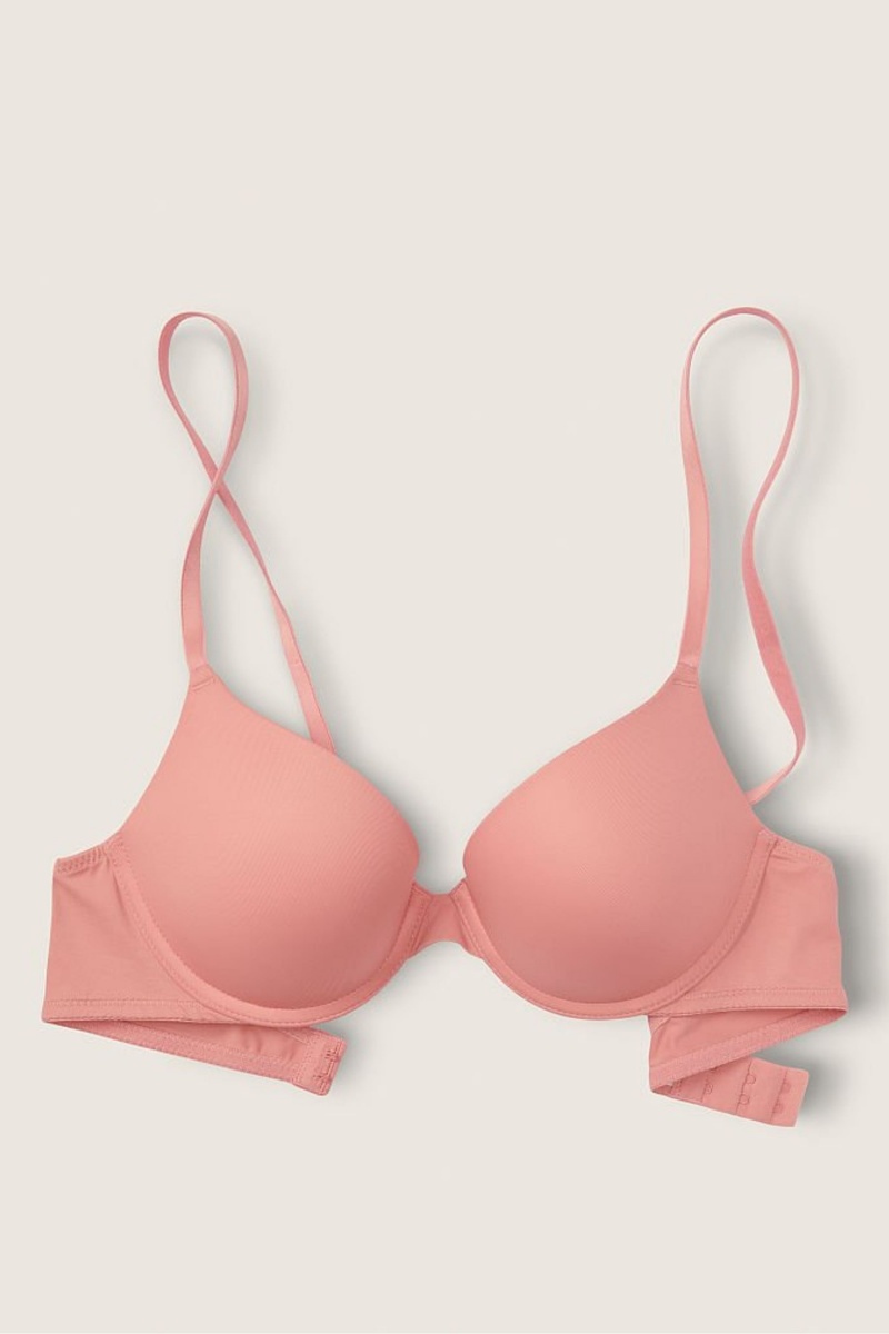 French Rose Pink Victoria's Secret Wear Everywhere Smooth Push Up T-Shirt Bra | 2684JZIRX