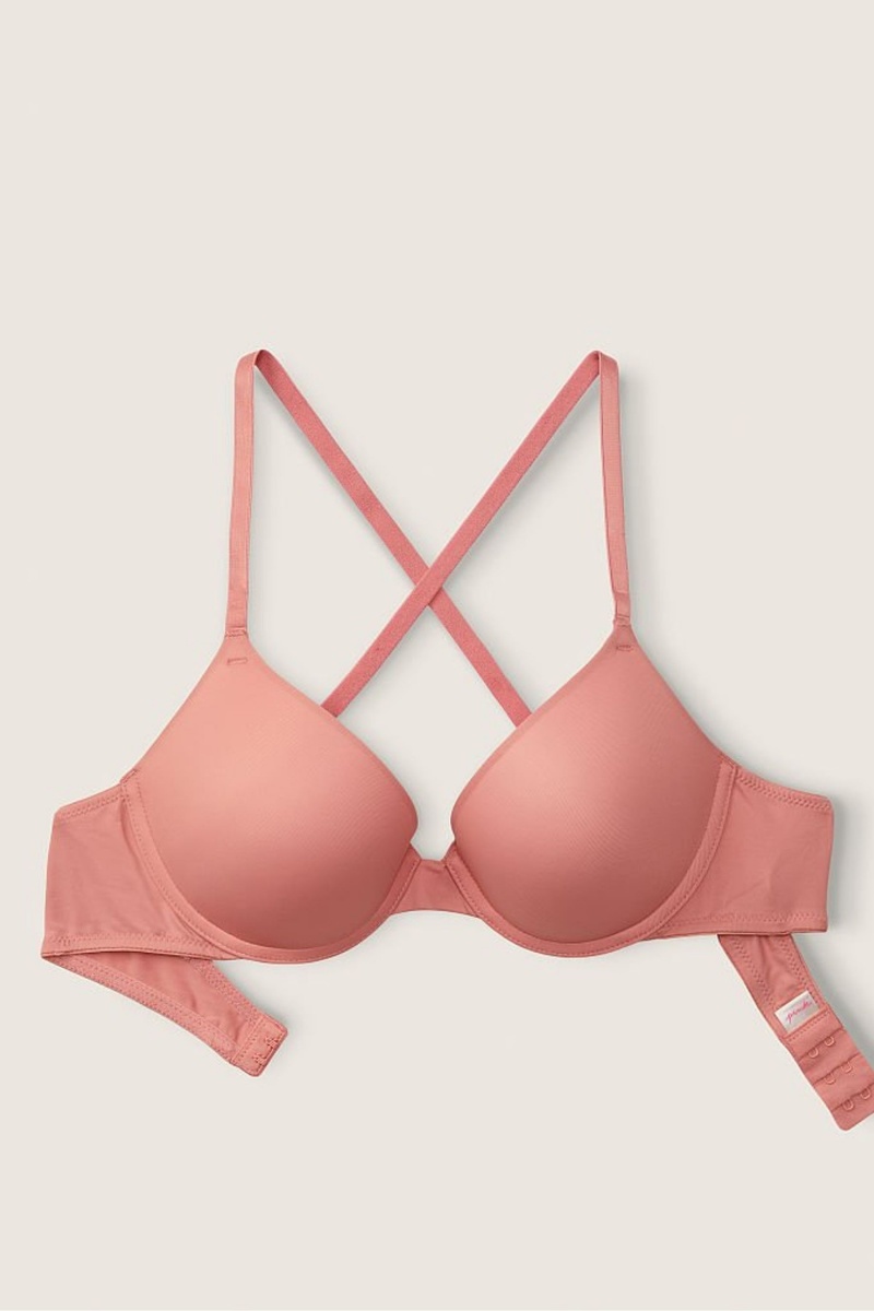 French Rose Pink Victoria's Secret Wear Everywhere Smooth Push Up T-Shirt Bra | 8301MYZJD