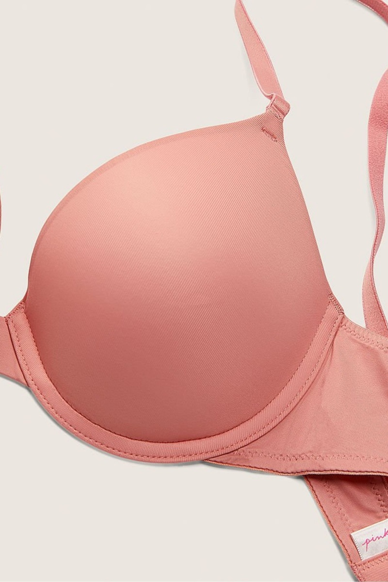 French Rose Pink Victoria's Secret Wear Everywhere Smooth Push Up T-Shirt Bra | 8301MYZJD