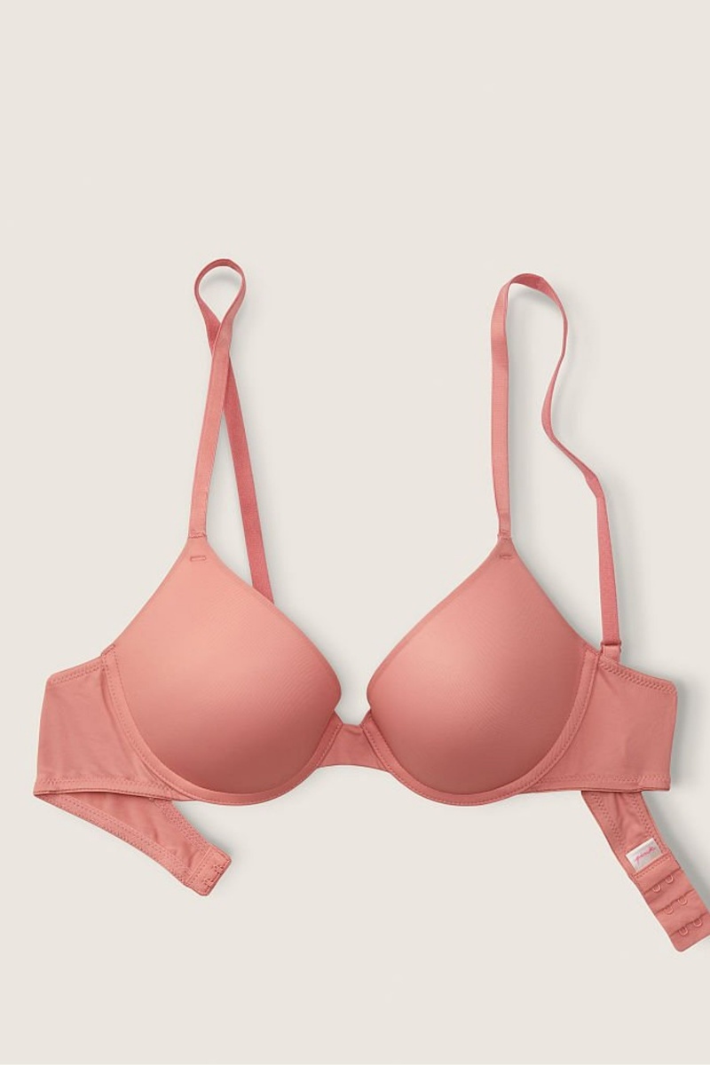 French Rose Pink Victoria\'s Secret Wear Everywhere Smooth Push Up T-Shirt Bra | 8301MYZJD