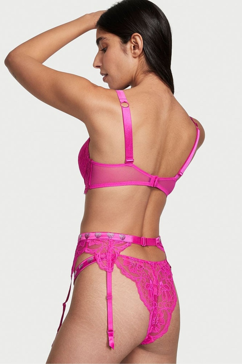 Fuschia Pink Victoria's Secret Very Sexy Shine Strap Suspenders | 7463CDVRJ