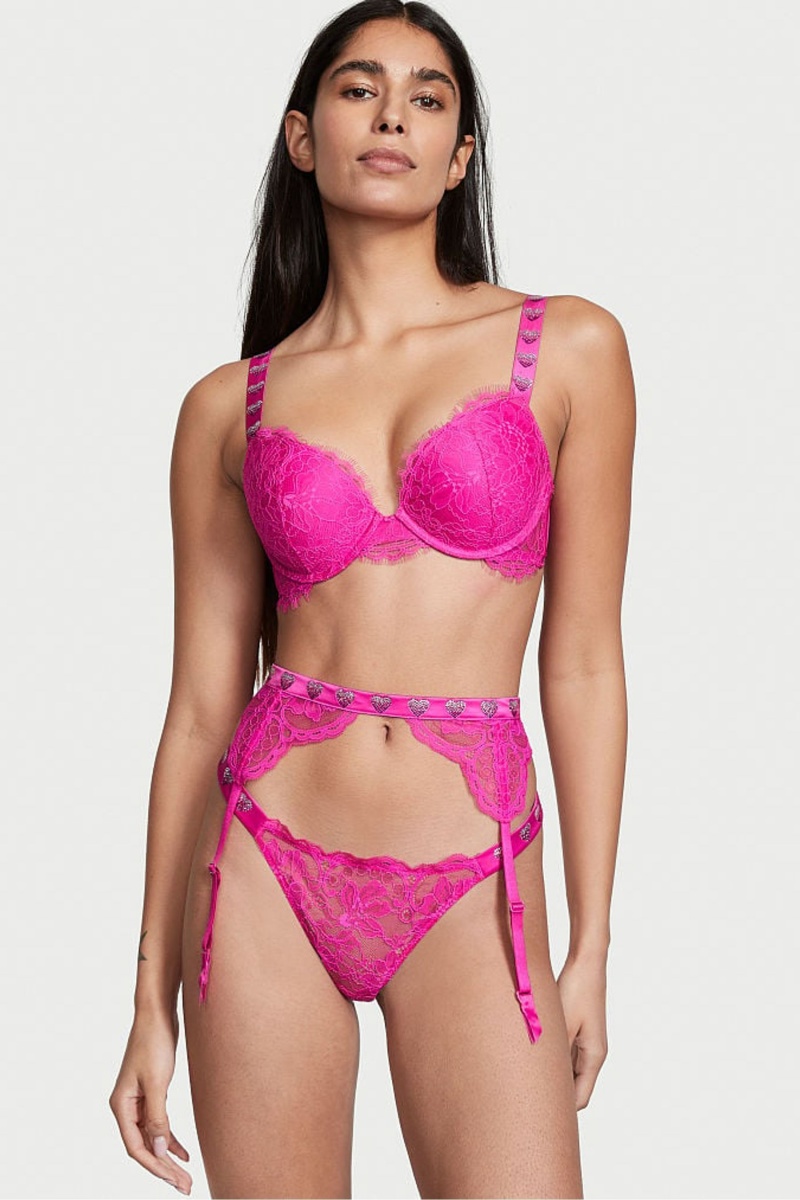 Fuschia Pink Victoria\'s Secret Very Sexy Shine Strap Suspenders | 7463CDVRJ